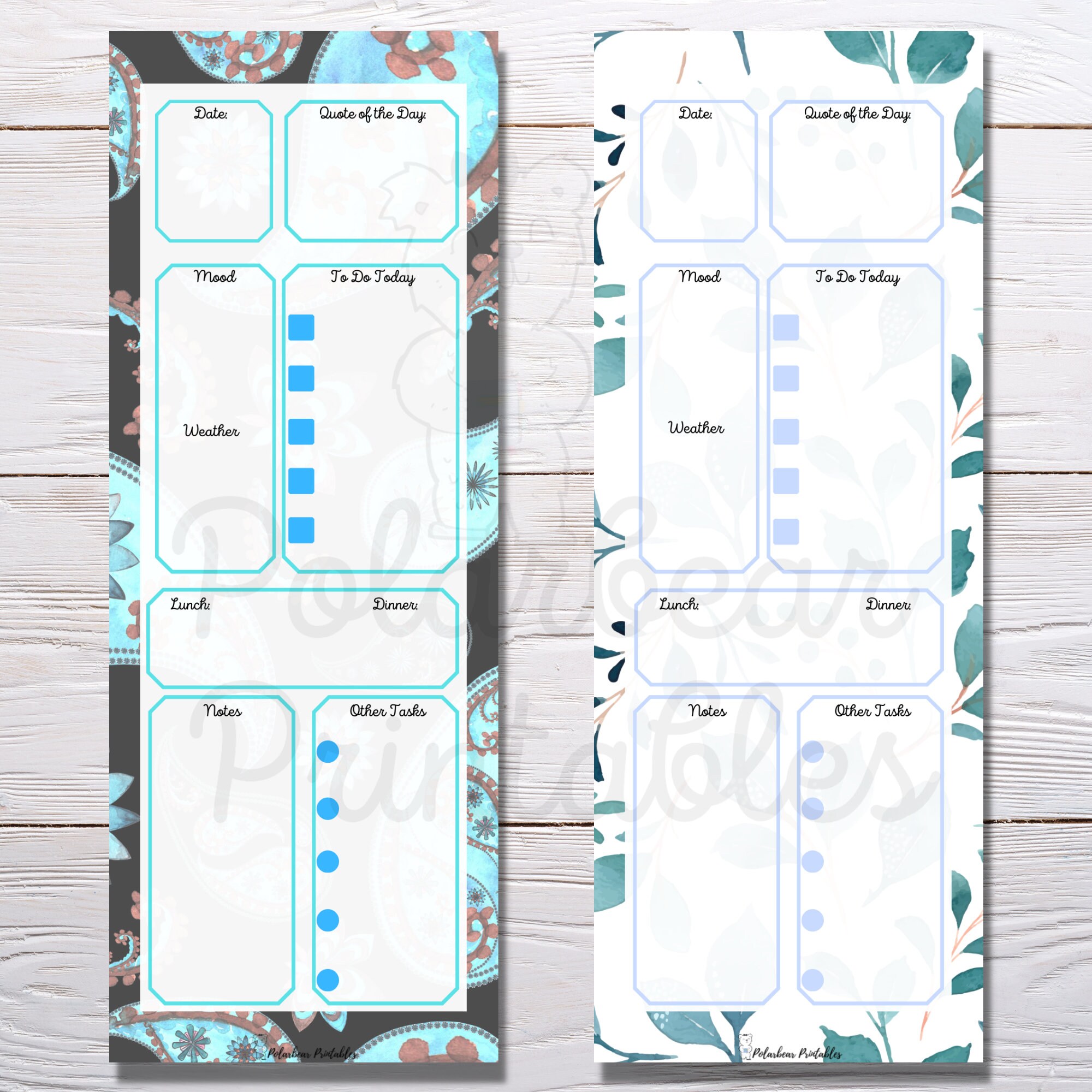 Printable Skinny Mini Undated Daily Page, Daily Planner Page, Planner ...