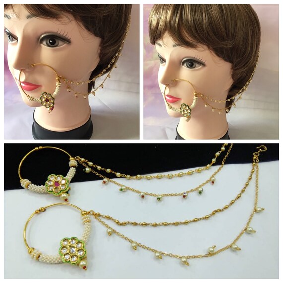 Indian Bollywood Style Nath Traditional Nose Ring Non pierced