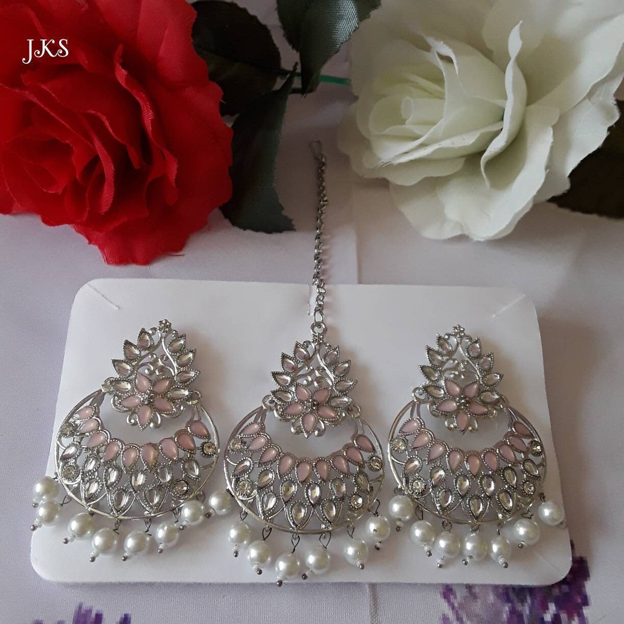 Silver colour shop maang tikka