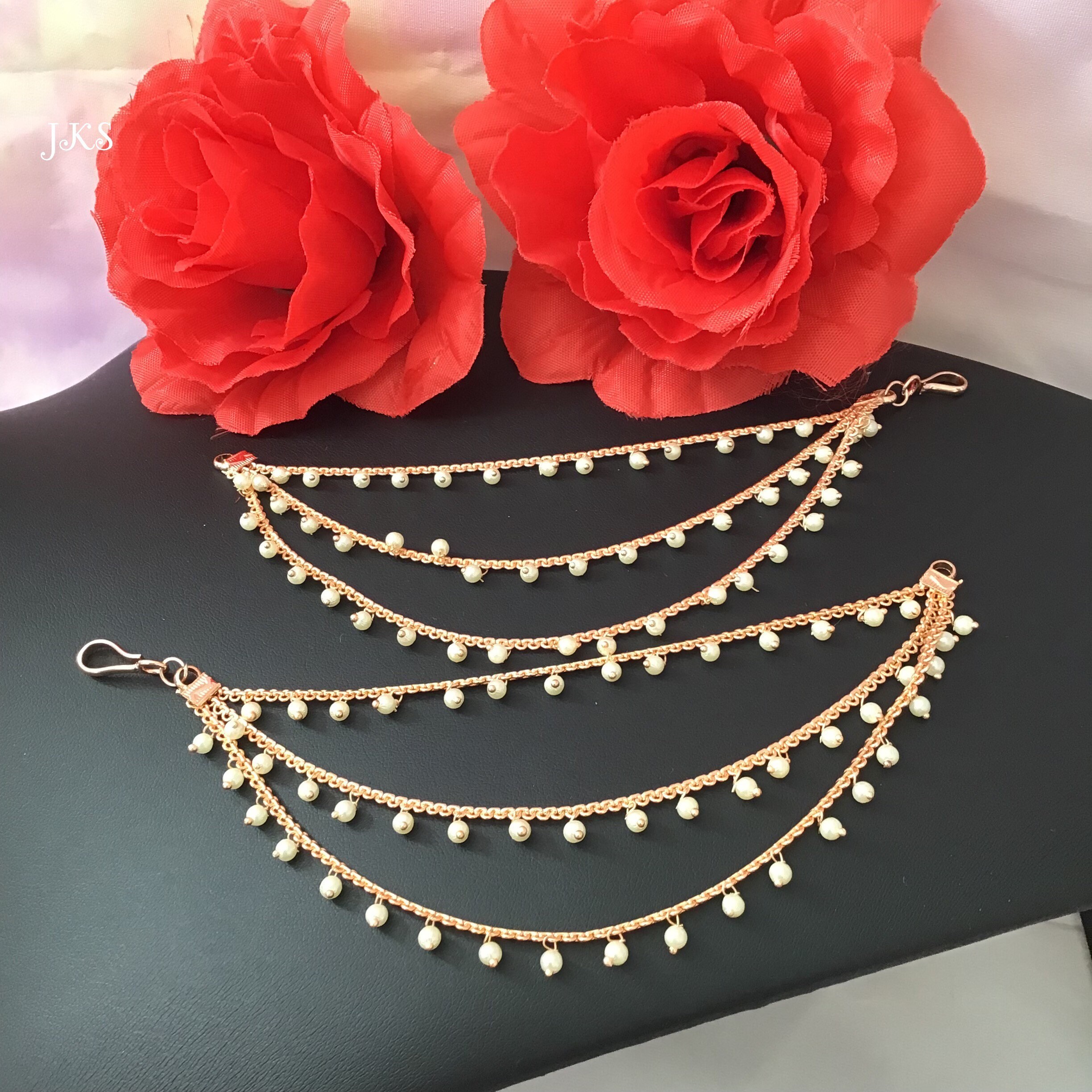 Sahara for Earrings Pearl Ear Chain Ear Support Sahara Indian