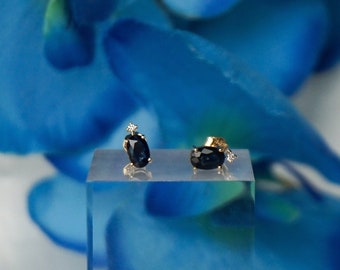 Sapphire Earrings 585 Gold 14K Diamond