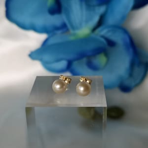 Freshwater Pearl Stud Earrings 585 Gold 14K Jewelry Natural Jewellery Perfect Round Fine Filigree White