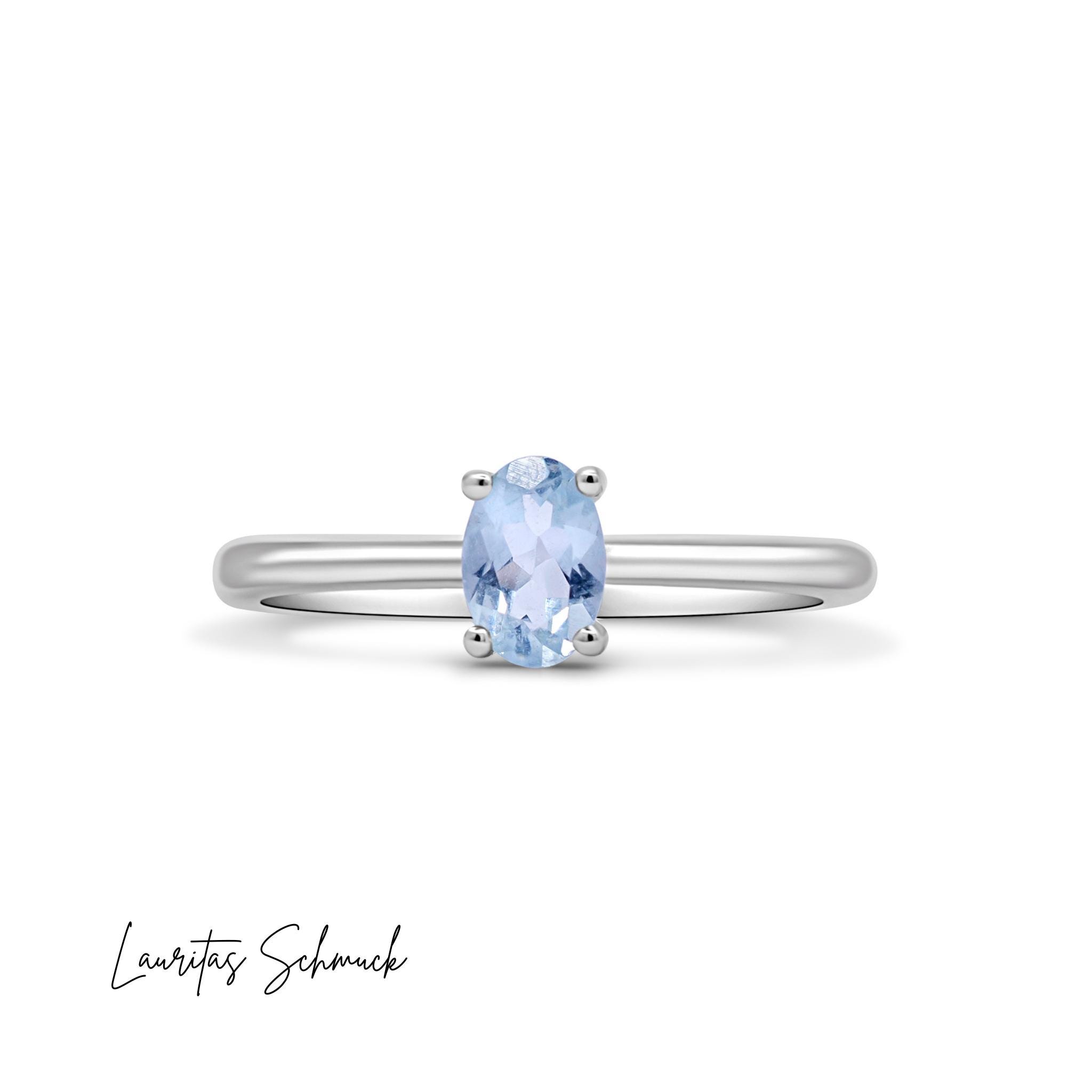 Aquamarine Ring 925 Silver Jewelry Blue