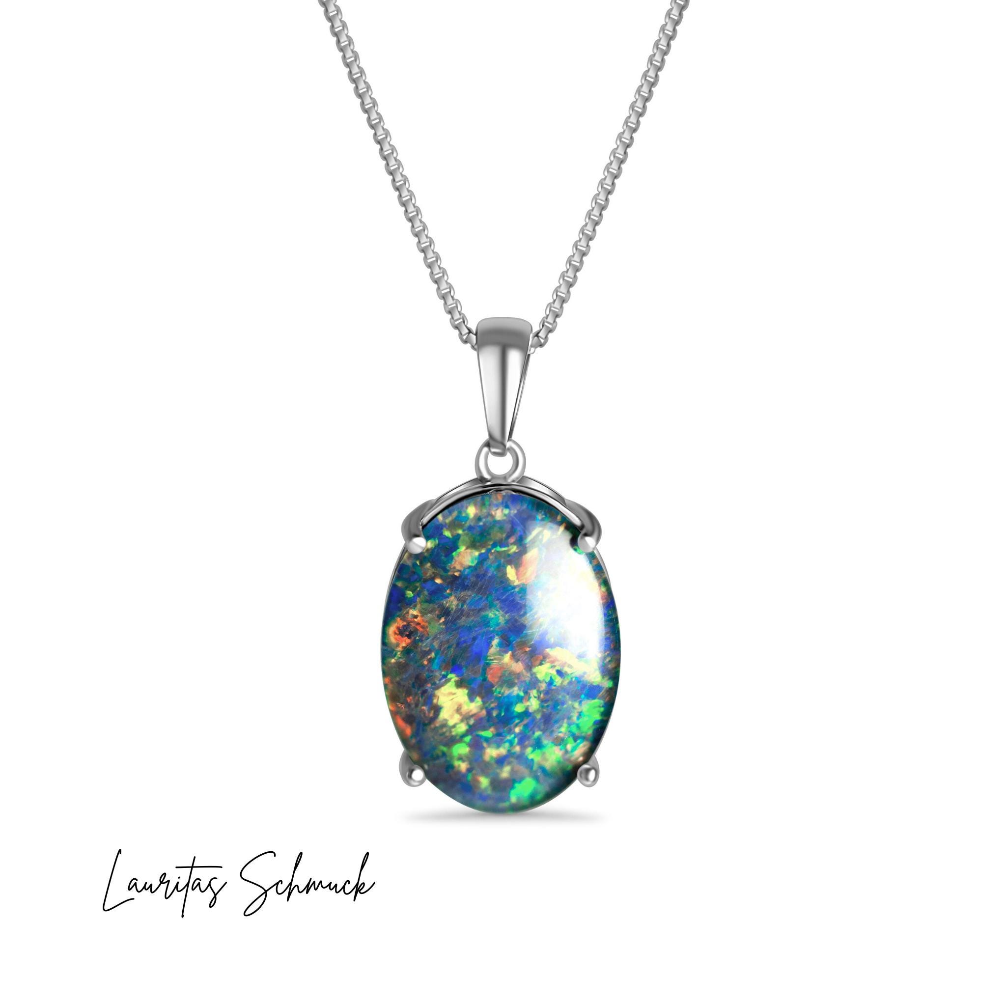 Pendentif Ovale En Argent 925 Avec Opale De Feu Lab-created 100 Ct - Fait Main, Inde