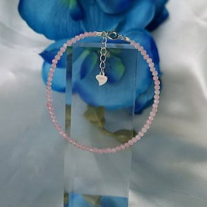 Rose Quartz Bracelet 925 Silver Jewelry Jewellery Pink Delicate Natural Gemstone Fine Filigree Handmade Birthstone Month January