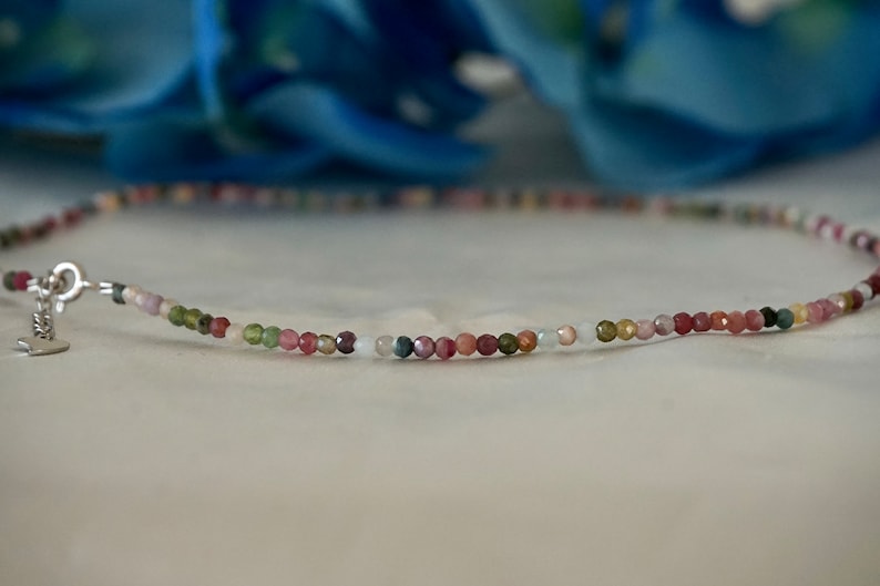 Tourmaline Necklace 925 Silver Chain Colorful image 2