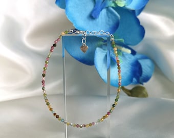 Tourmaline Bracelet 925 Silver New Ladies Jewelry Gemstone Natural Handmade Jewellery Fine Filigree Multicolor