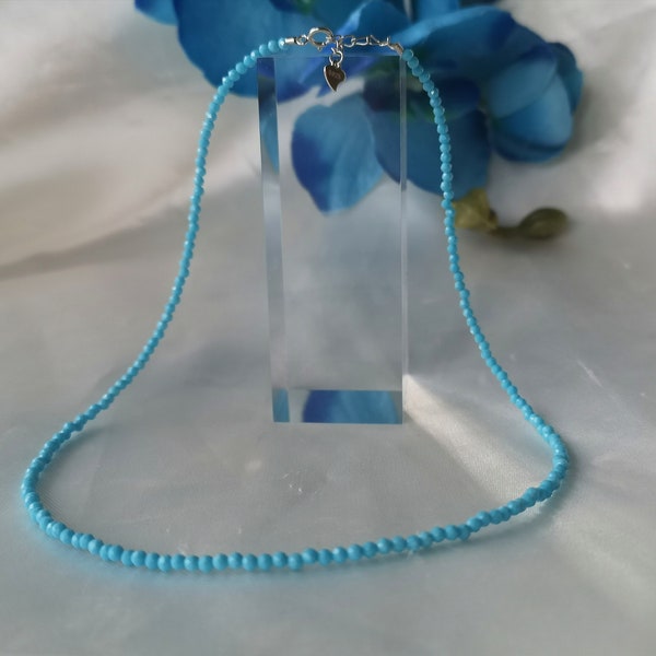 Collana turchese con catena in argento 925 e pietre preziose