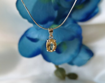 Zitrin Pendant with 925 Silver Necklace Ladies Jewelry Gemstone Natural Handmade Chain Citrine Birthstone November