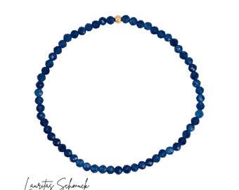 Pulseira de Safira em Ouro 14k | Pulseira com Gema de Safira Genuína para Mulheres | Feita à Mão na Alemanha | Elástica | Presente Significativo