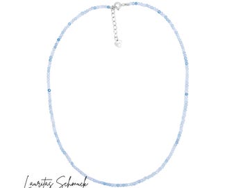 Aquamarine Necklace 925 Silver Chain Jewelry
