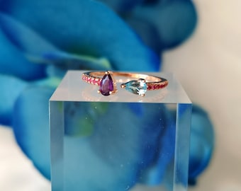Topaz Amethyst Garnet Ring 925 Silver New Ladies Jewelry Rose Gold Plated Jewellery Natural Handmade Elegant Gemstones