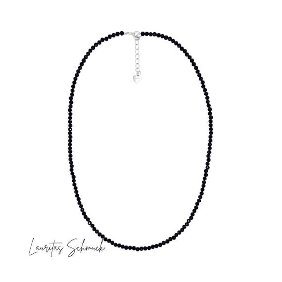 Spinell Kette 925 Silber Halskette Schwarz