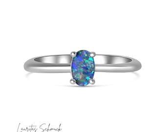 Opal Ring 925 Silver | Australian Opal Triplet Women's Ring | Simple Gemstone Ring | Gift Idea | Handmade & Timelessly Beautiful
