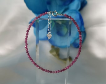 Ruby Bracelet 925 Silver Jewelry Jewellery Natural Gemstone Handmade Filigree Fine Delicate Birthstone Month July