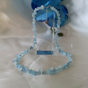 Aquamarine Chain Necklace 925 Silver Choker Jewelry Jewellery Gemstone Natural Handmade Pinterest Trend Blue Birthstone Month March