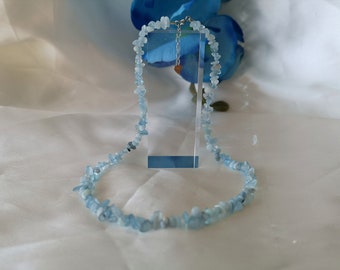 Aquamarine Chain Necklace 925 Silver Choker Jewelry Jewellery Gemstone Natural Handmade Pinterest Trend Blue Birthstone Month March