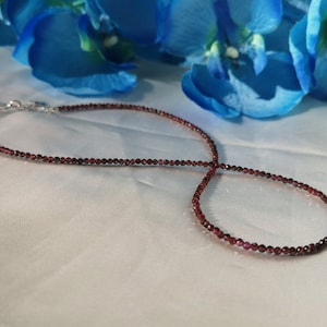 Garnet Necklace 925 Silver Jewelry Jewellery Chain Red Gemstone Natural Handmade Fine Delicate Birthstone Month January