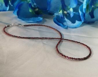 Garnet Necklace 925 Silver Jewelry Jewellery Chain Red Gemstone Natural Handmade Fine Delicate Birthstone Month January