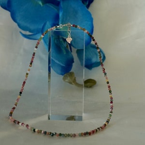 Tourmaline Necklace 925 Silver Chain Colorful image 1