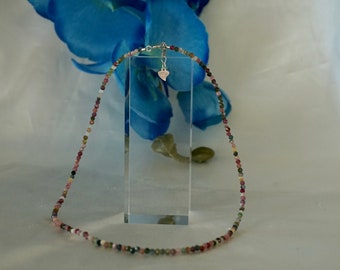 Tourmaline Necklace 925 Silver Chain Colorful