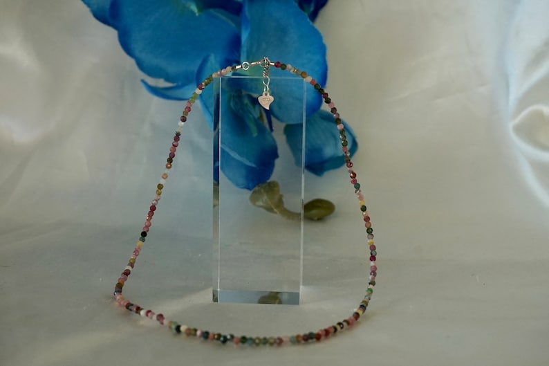 Tourmaline Necklace 925 Silver Chain Colorful image 1