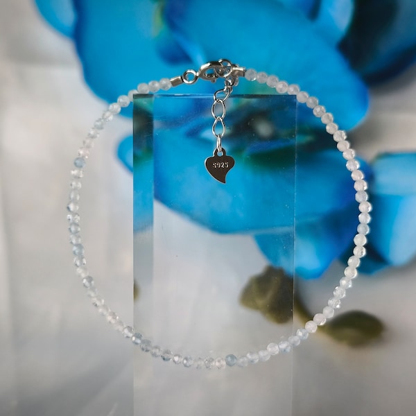 Aquamarine Bracelet 925 Silver Gemstone Blue