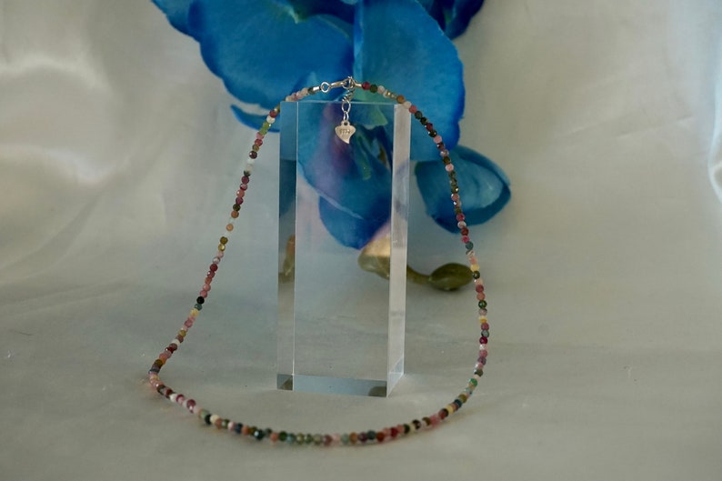 Tourmaline Necklace 925 Silver Chain Colorful image 5
