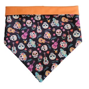 Halloween Reversible Day of the Dead Snap on Dog Bandana. Sizes XXS-XL