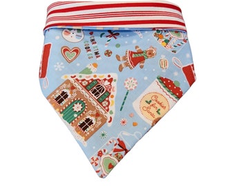 Christmas Cookies Dog Bandana: Reversible Snap-On Cotton Pet Bandana