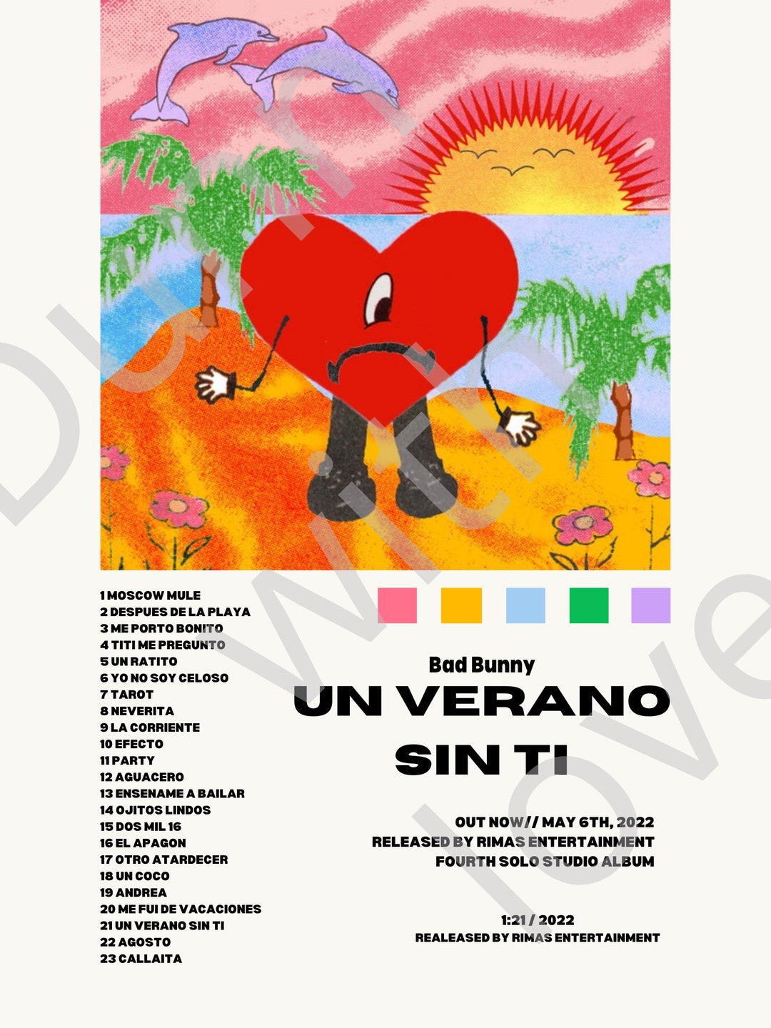 BAD BUNNY un Verano Sin Ti Album Cover Poster Etsy