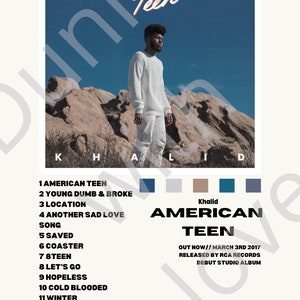 KHALID (AMERICAN TEEN)  album cover poster