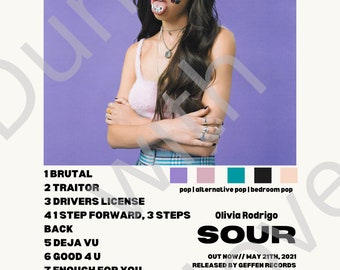 OLIVIA RODRIGO (SOUR) Album Cover Poster