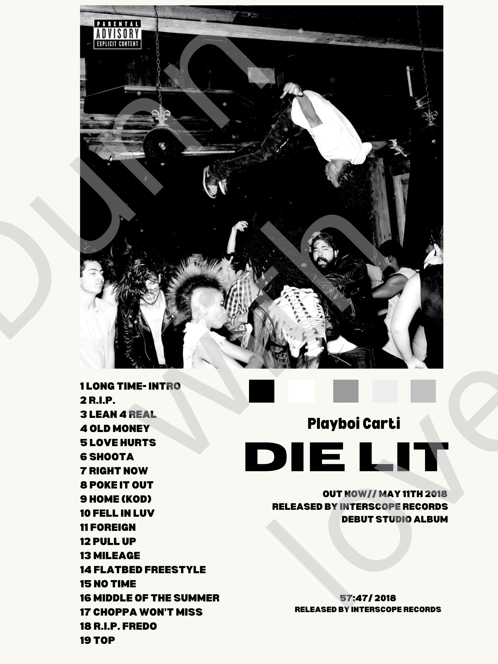 DIE LIT playboi Carti Album Cover Poster - Etsy Israel