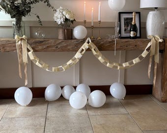 Ivory Velvet Garland, Wedding Chain Decor, Fabric Link Garland, Ceremony Backdrop, Reception Table Styling, Romantic Wedding Decor