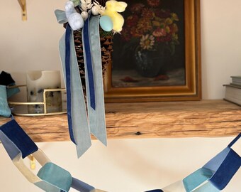 Luxury Handmade Easter Pinecone Decoration – Pastel blue and lemon