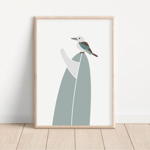 Kookaburra Print Australian Bird Print Boys Nursery, Surf Nursery Decor, Beach Kids Room – DIGITAL DOWNLOAD