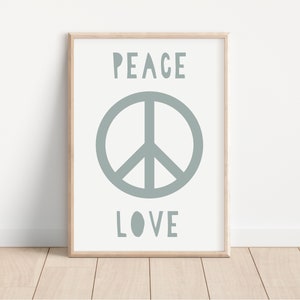 Peace and Love Print, Peace Print Wall Art, Surf Print for Boys Beach Nursery,  Neutral Boys Print | DIGITAL DOWNLOAD