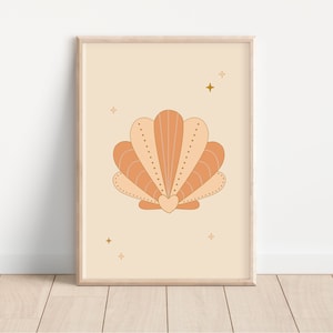 Boho Seashell Nursery Decor, Clam Shell, Printable Boho Shell Art for Girls Nursery  - DIGITAL DOWNLOAD