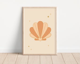 Boho Seashell Nursery Art: Clam Shell Print (Digital Download)