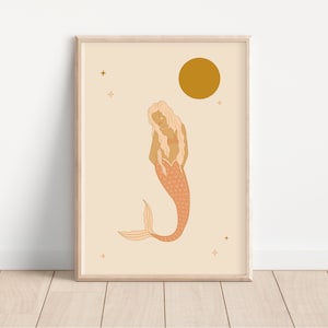 Boho Mermaid Print, Mermaid Art For Girls Nursery, Digital Mermaid Art - DIGITAL DOWNLOAD
