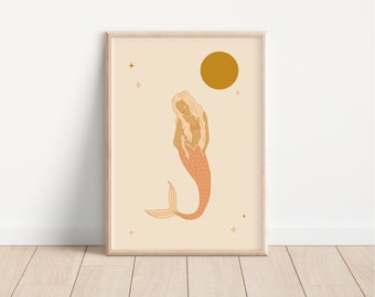 Boho Mermaid Art Print: Girls Nursery Decor (Digital Download)
