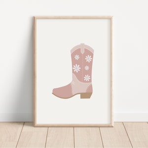 Cowboy Boots Kunstdruck, Western Cowgirl Kunstdruck, Western Dekor, rosa Cowboysstiefel | DIGITALER DOWNLOAD