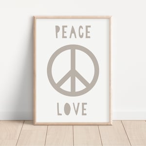 Peace and Love Nursery Print, Boho beach Nursery, Neutral, Peace Sign, Beige | DIGITAL DOWNLOAD