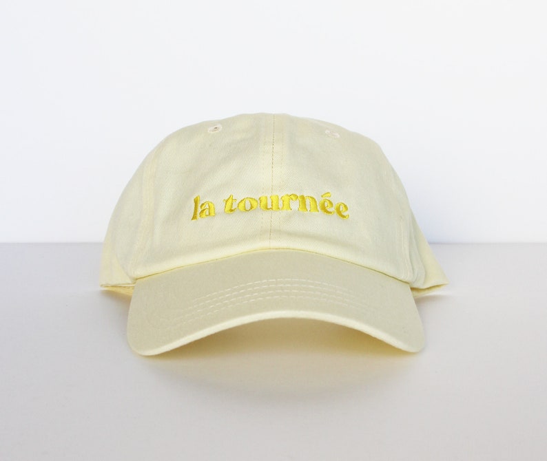 Casquette brodée et personnalisée, couleur citron pastel, 100% coton, mixte et réglable à l'arrière par une boucle en métal image 10