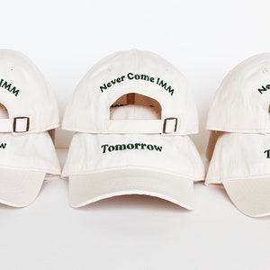 Personalized embroidered cap, ecru color, mixed, 100% cotton and adjustable at the back with a metal buckle image 10