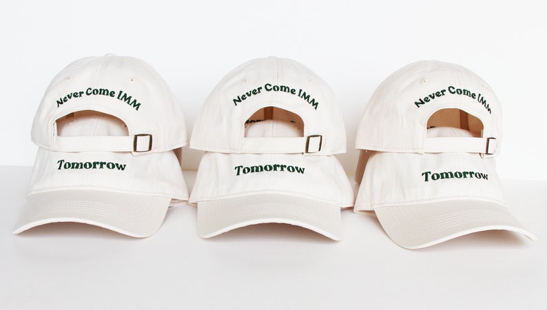 Personalized embroidered cap, ecru color, mixed, 100% cotton and adjustable at the back with a metal buckle image 10