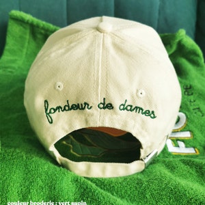 Personalized embroidered cap, beige color, unisex and adjustable at the back with a metal buckle image 10