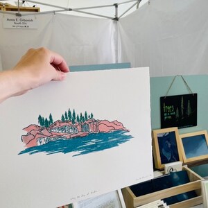 along the edge of Acadia - 11&quot; x 14&quot; screen print, Acadia National Park print