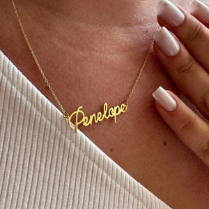 14k Solid Gold Custom Name Necklace, Personalized Name Necklace, Dainty Nameplate Necklace, Girlfriend Gift, Birthday Gifts, Christmas Gifts